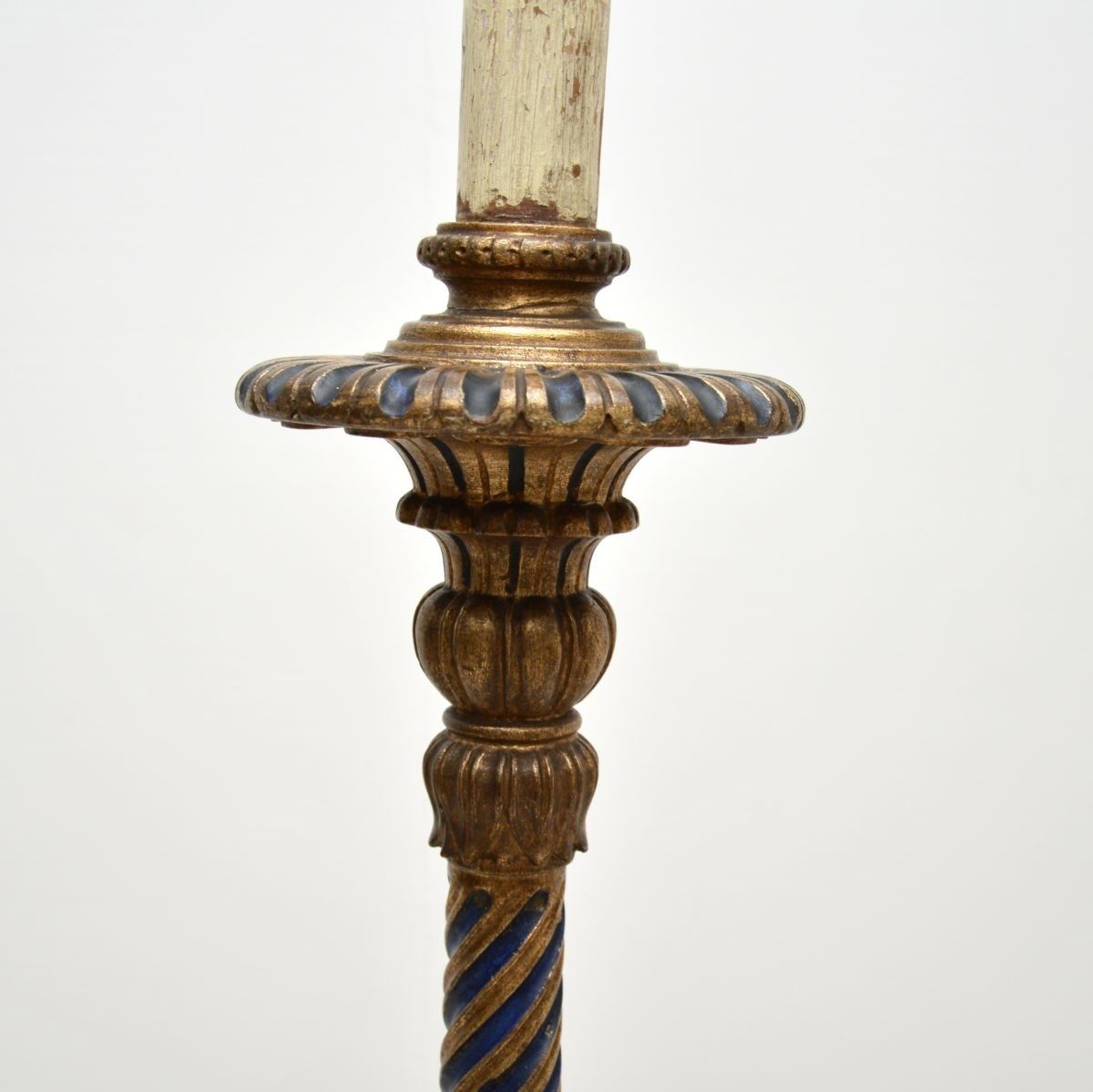 photo for sale Antique Victorian Gilt Wood Floor Lamp