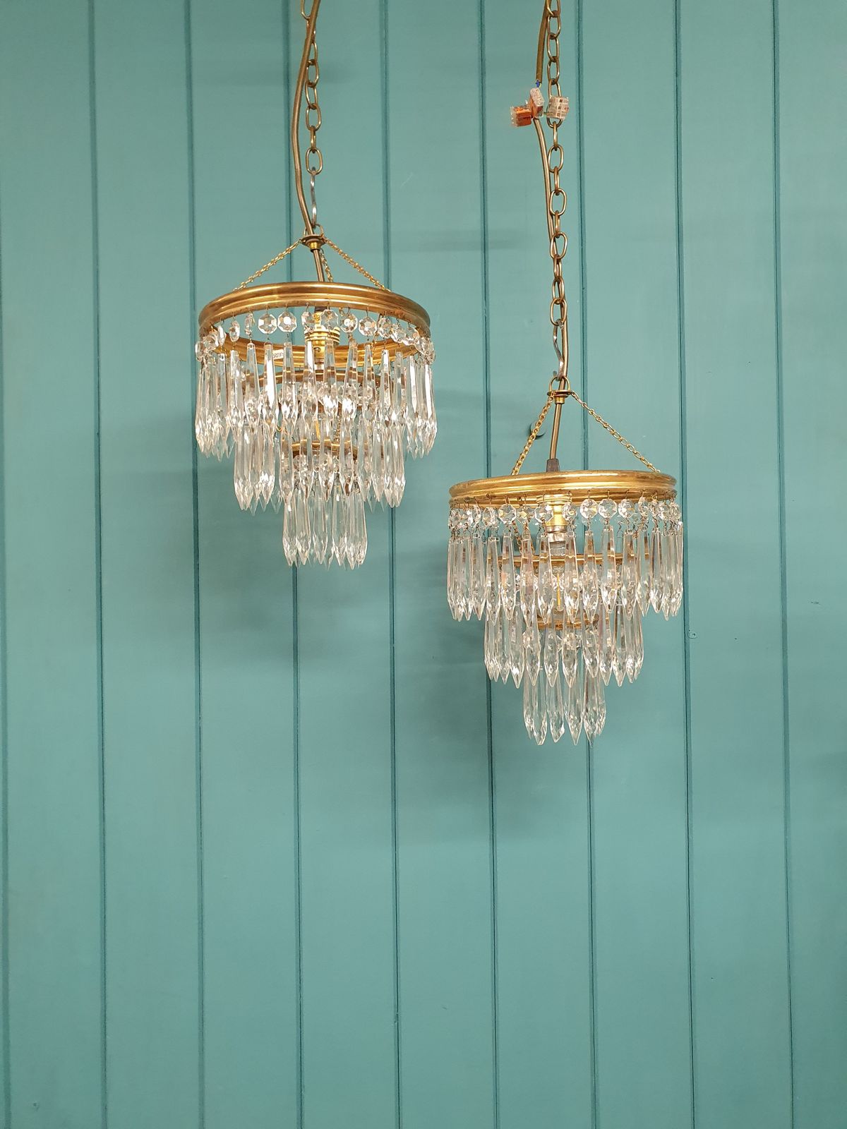 Pair Of Spike Chandeliers Early 20th Century 8"