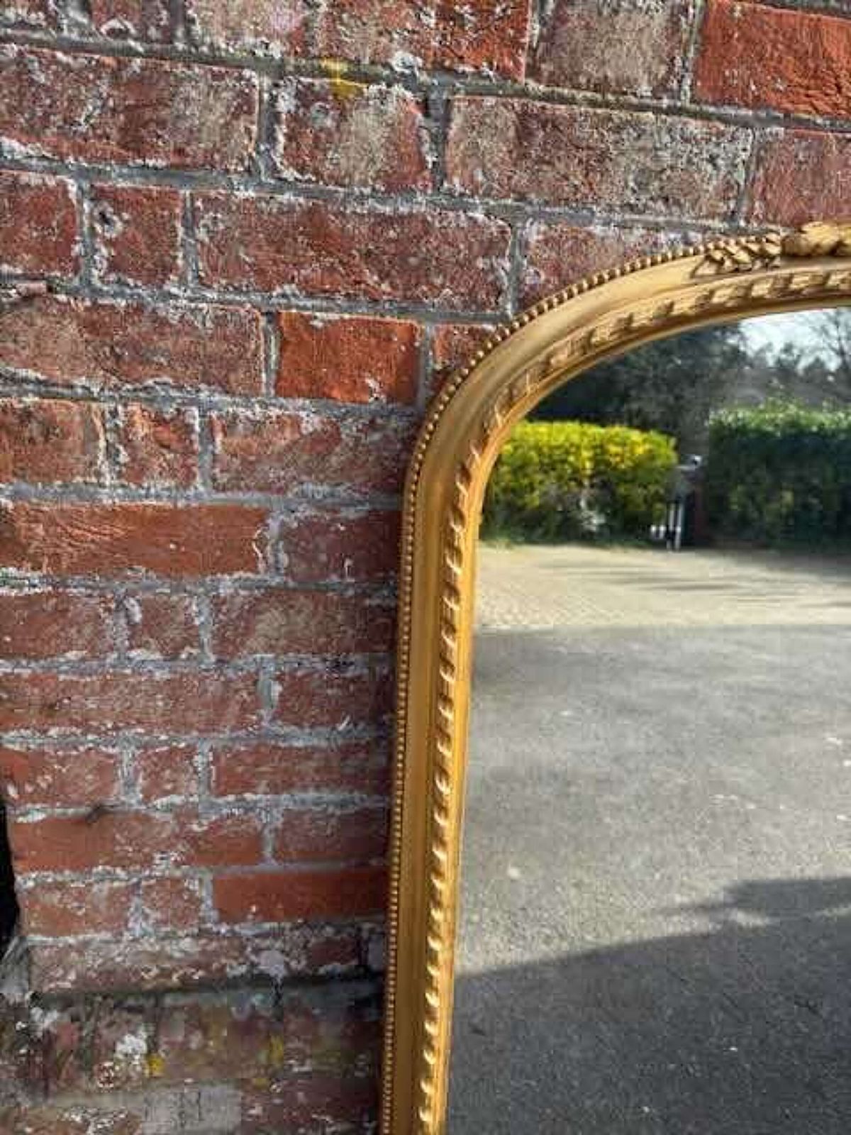 An Exceptional Large Antique English 19th C Arched Top Gilt Rope Twist Overmantle Mirror. photo for sale