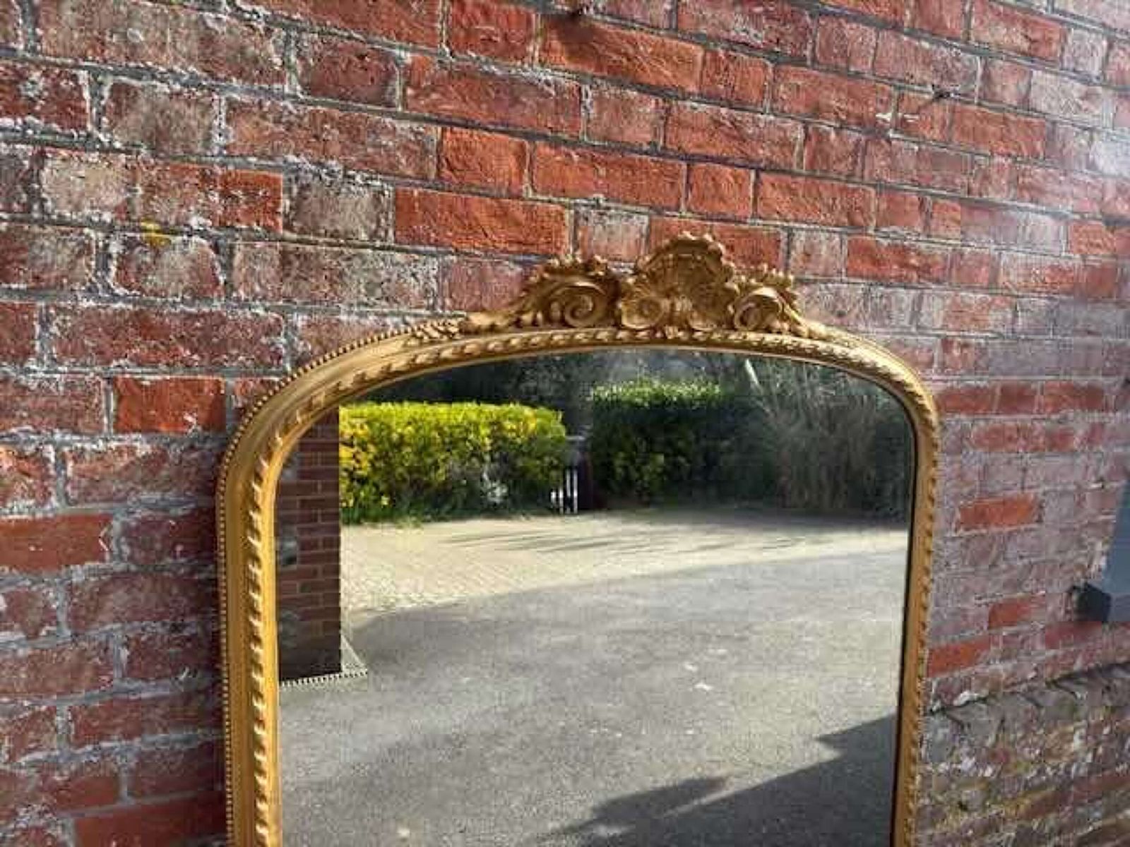 An Exceptional Large Antique English 19th C Arched Top Gilt Rope Twist Overmantle Mirror. photo Home Decor