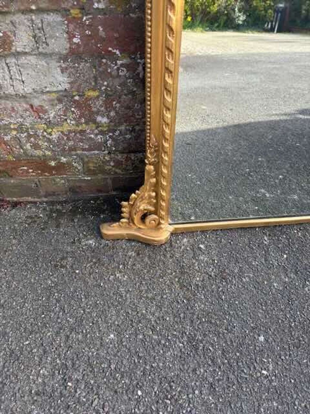 An Exceptional Large Antique English 19th C Arched Top Gilt Rope Twist Overmantle Mirror. photo vinterior