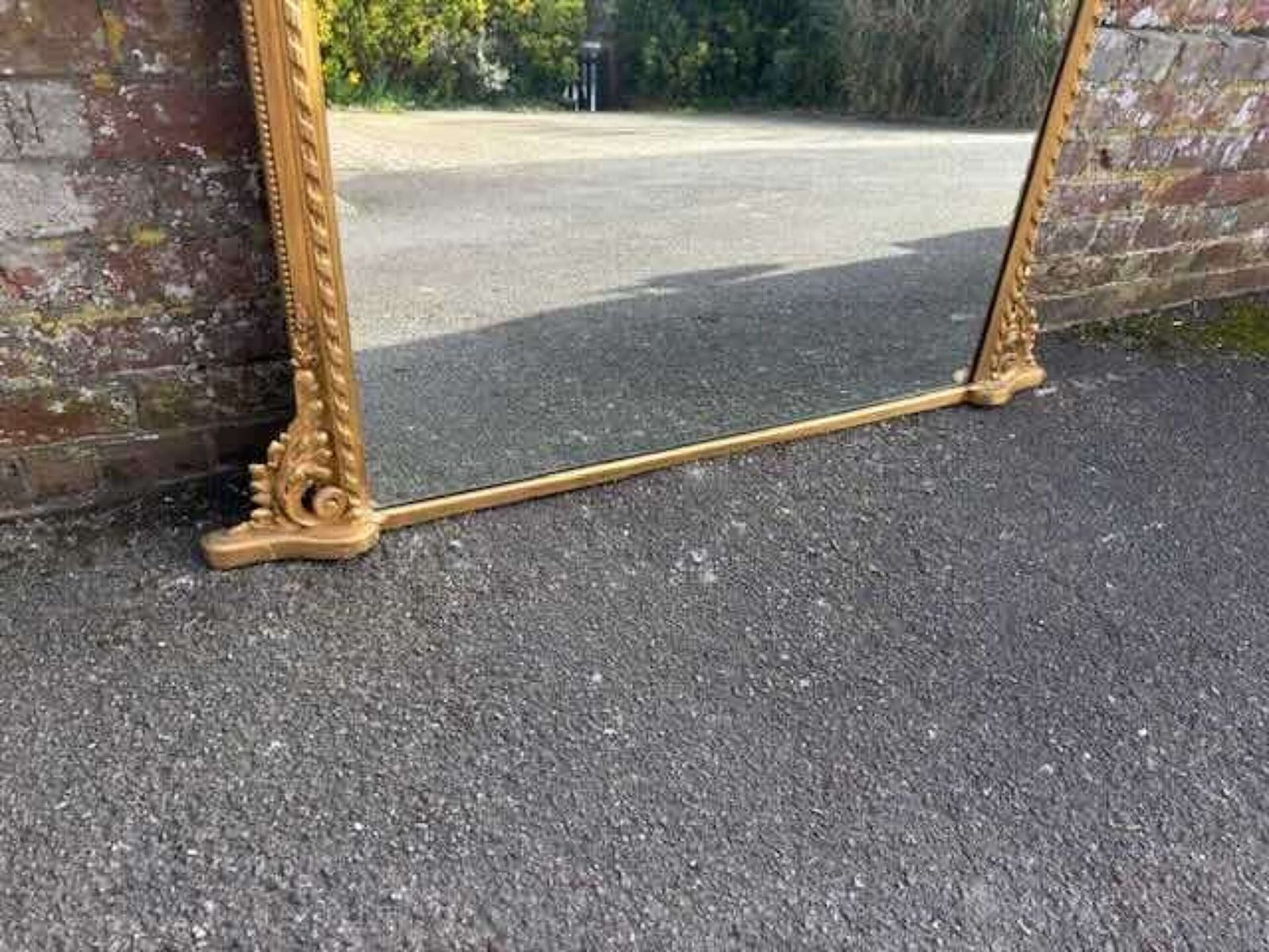 An Exceptional Large Antique English 19th C Arched Top Gilt Rope Twist Overmantle Mirror. photo buy