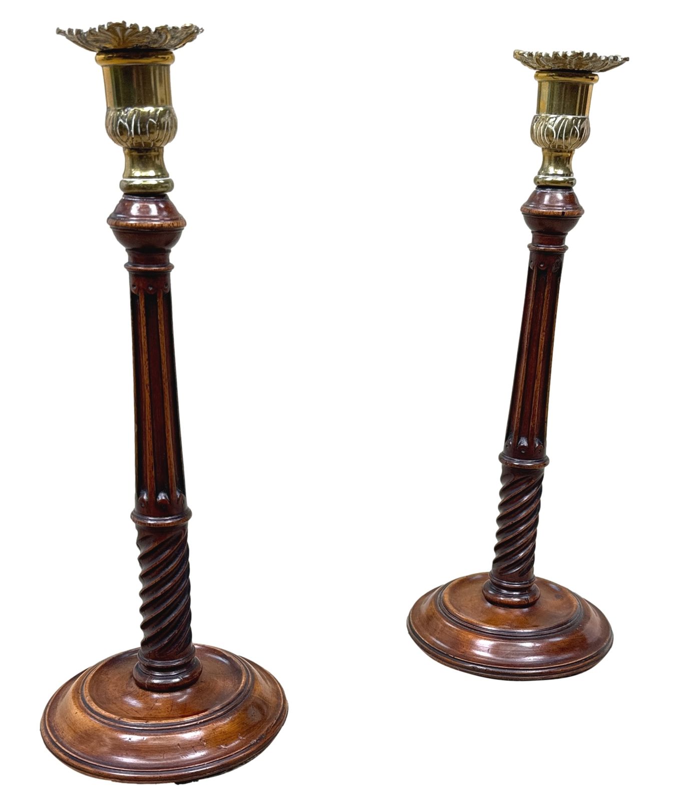 photo furniture 18th Century Mahogany & Brass Candlesticks (England, Circa 1760)