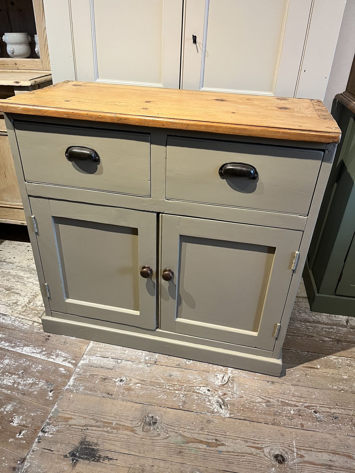 Victorian Painted Pine 2 Drawer Dresser Base/Sideboard photo furniture