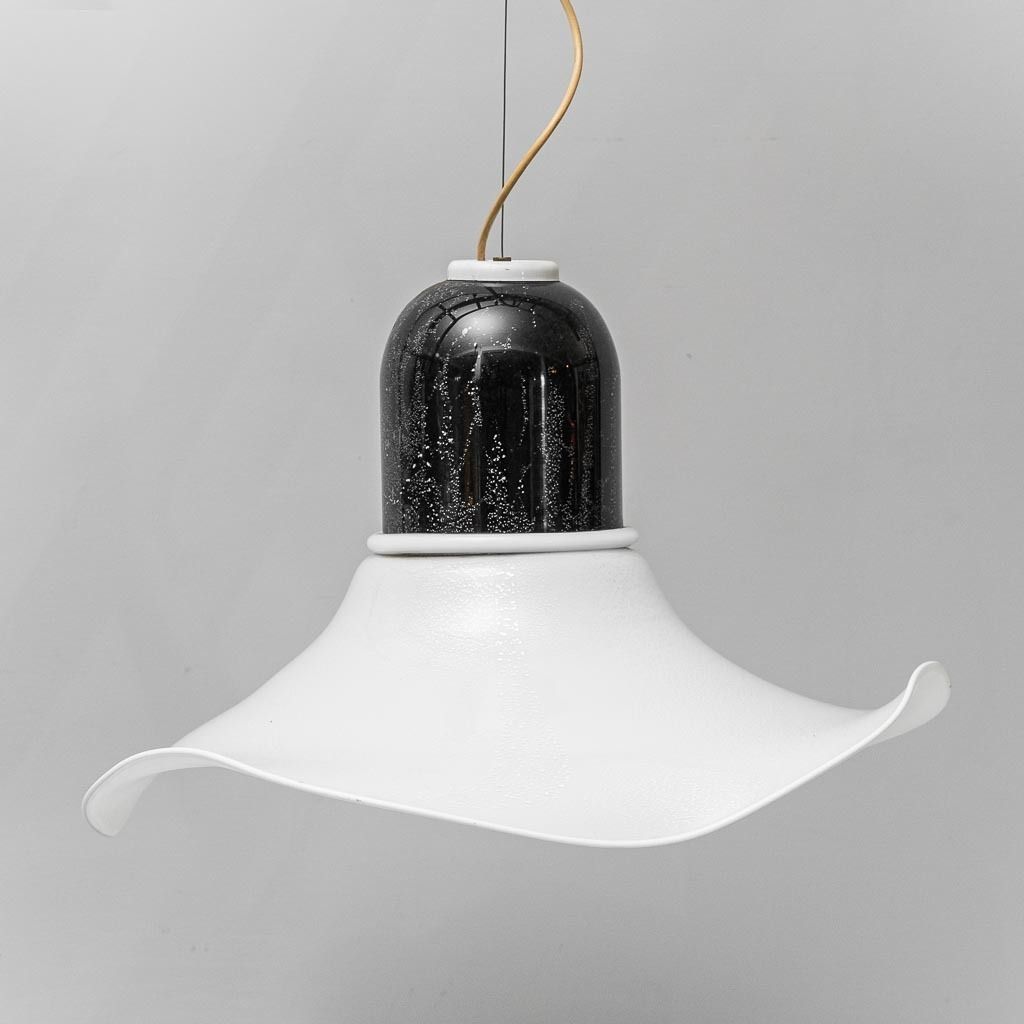 Vintage Glass And Metal Pendant Lamp – 1970s Modern Antiques