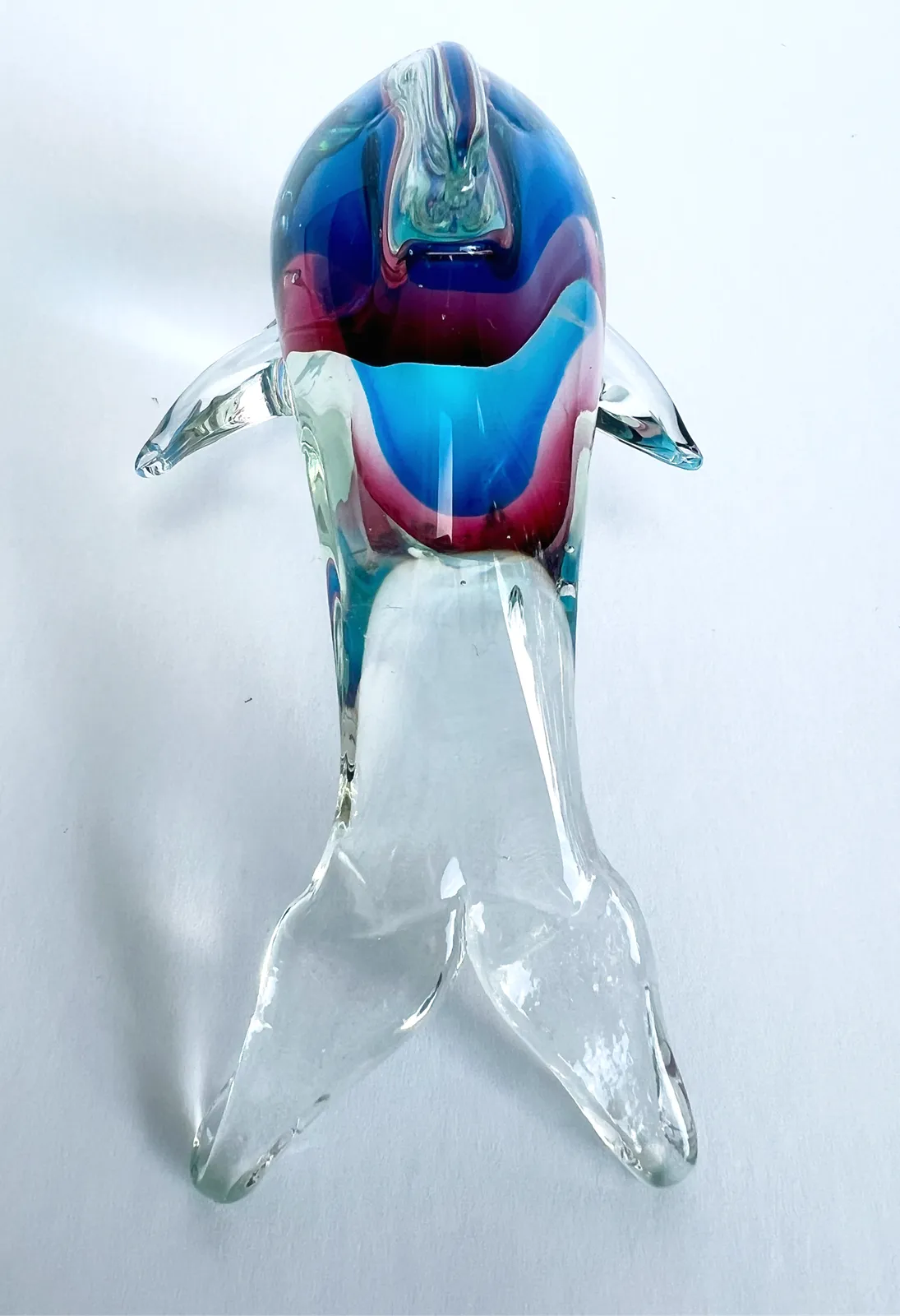 Vintage 1960s Murano Sommerso Glass Dolphin Sculpture, Italy photo buy