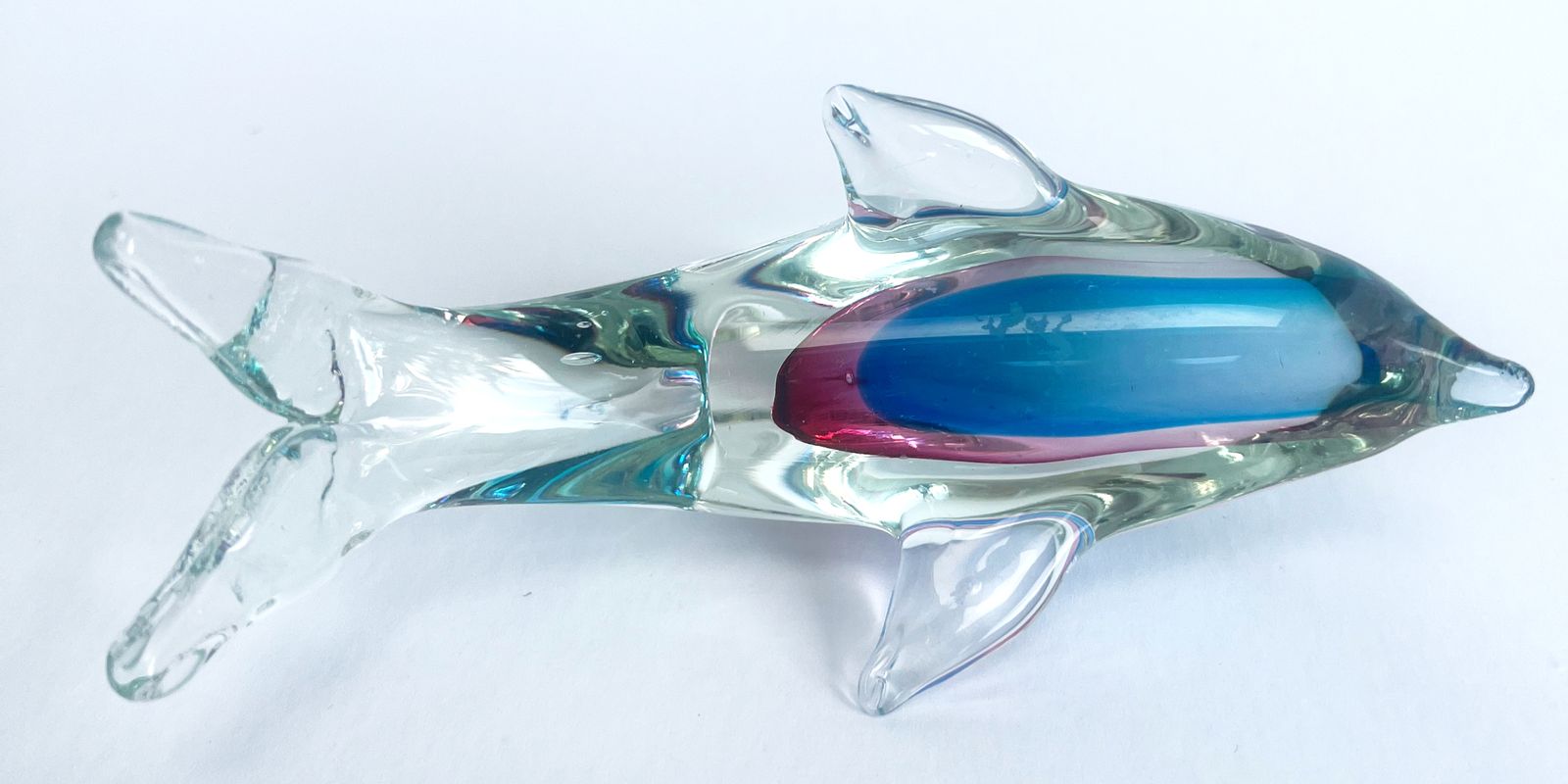 photo furniture Vintage 1960s Murano Sommerso Glass Dolphin Sculpture, Italy
