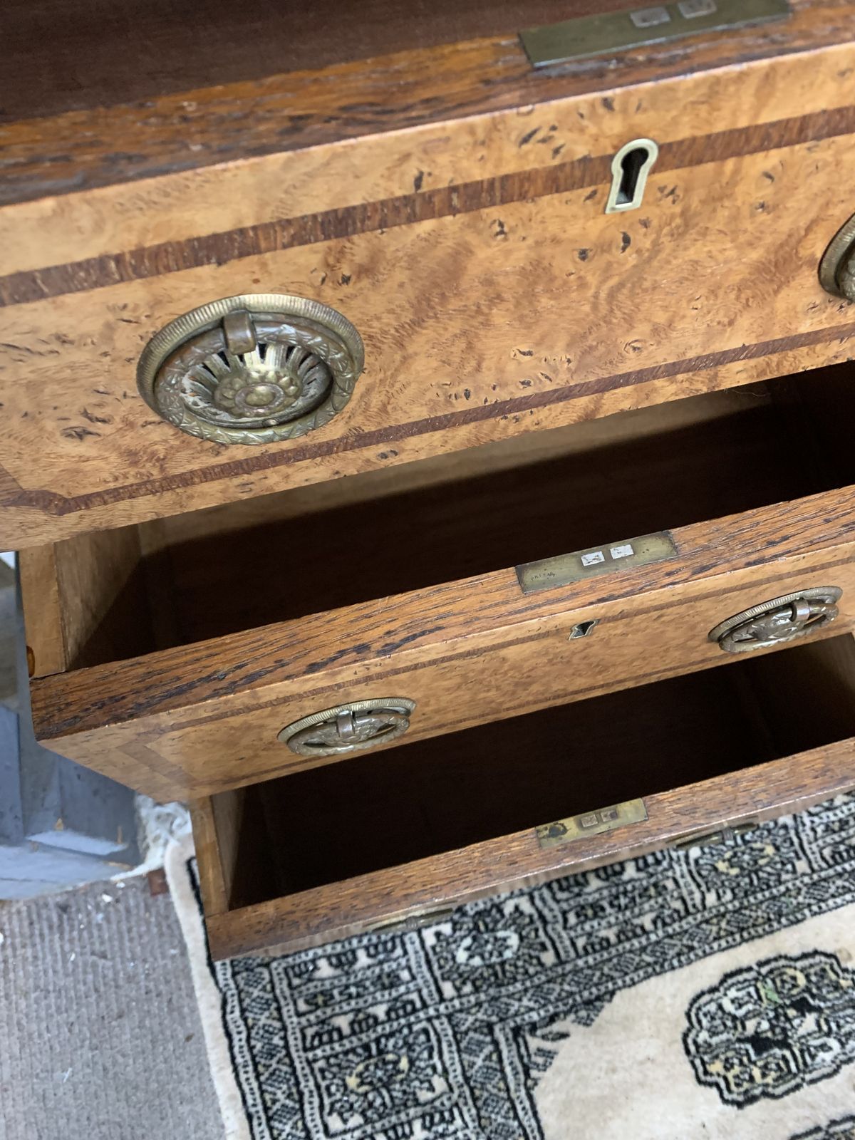 5 Draw Burr Walnut Small Chest photo for sale