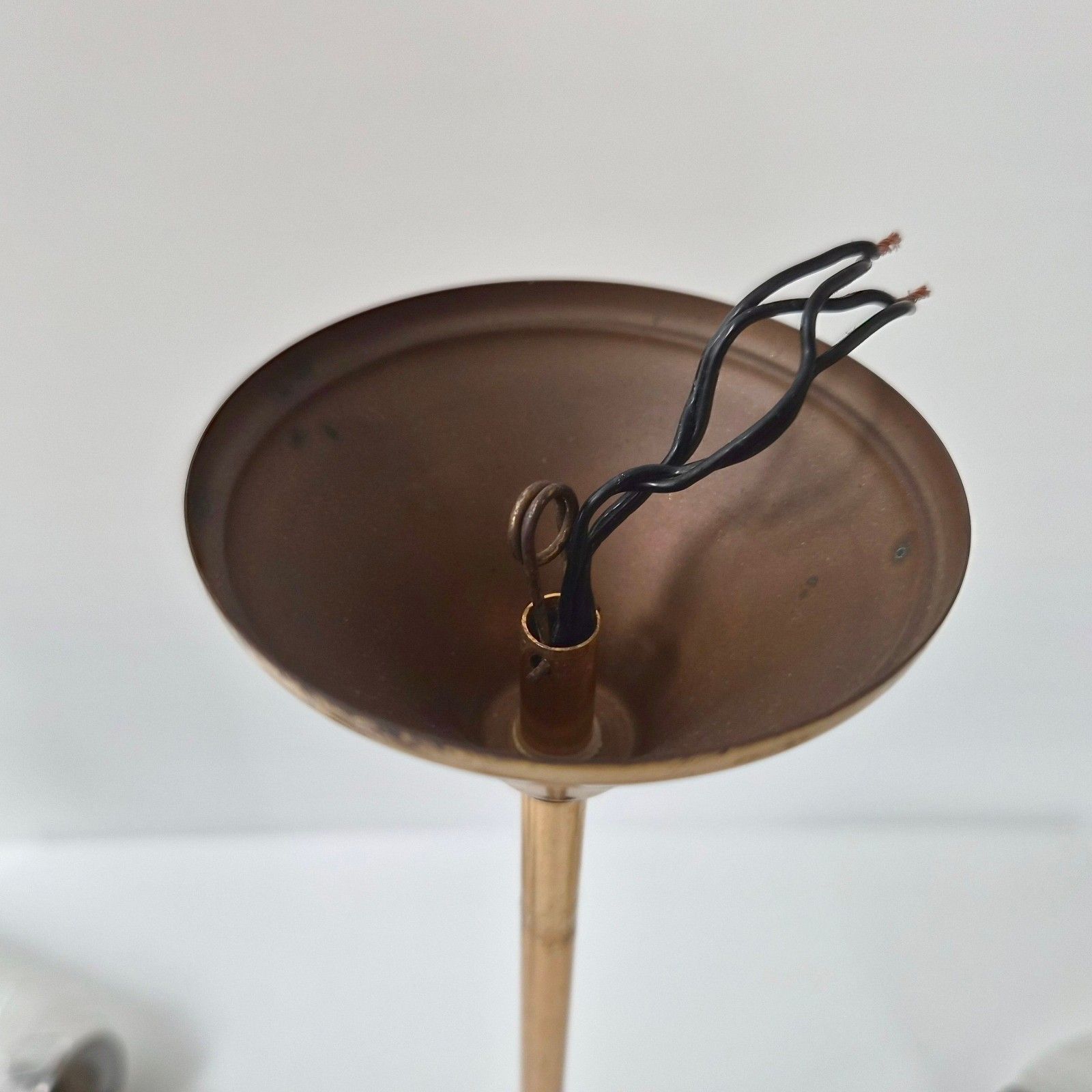 Lustre Suspension Vintage 1950 Maison Arlus Laiton Dore Plexiglas & Verre 50s photo Lighting