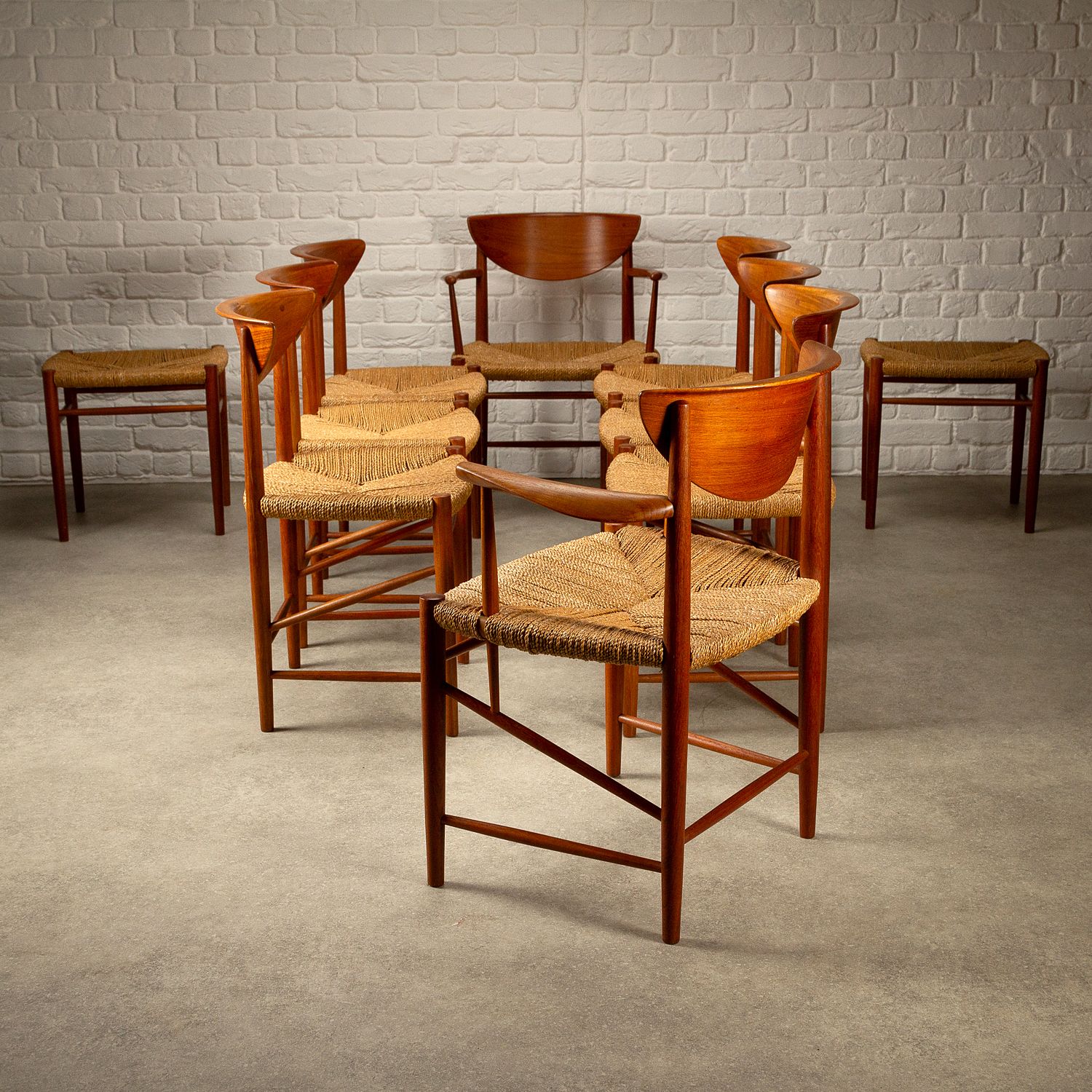Set Of 10 Model 317 And 316 Dining Chairs And Stools By Hvidt And Mølgaard Nielsen For Søborg Møbelfabrik photo furniture
