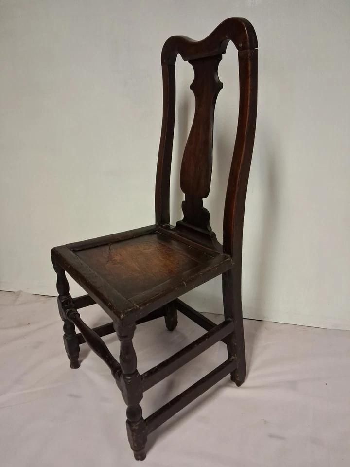 Antique Welsh Oak Chair With Vase Back And Deep Patina Aprox 300 Years Old photo furniture