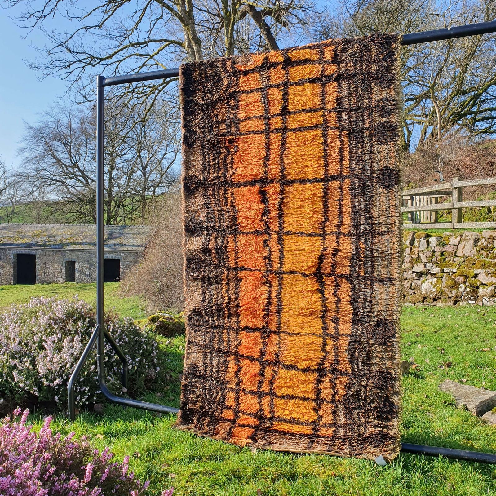 A Stunning Traditional Swedish Rya Rug In The Aesthetic Style. 1960s. photo furniture