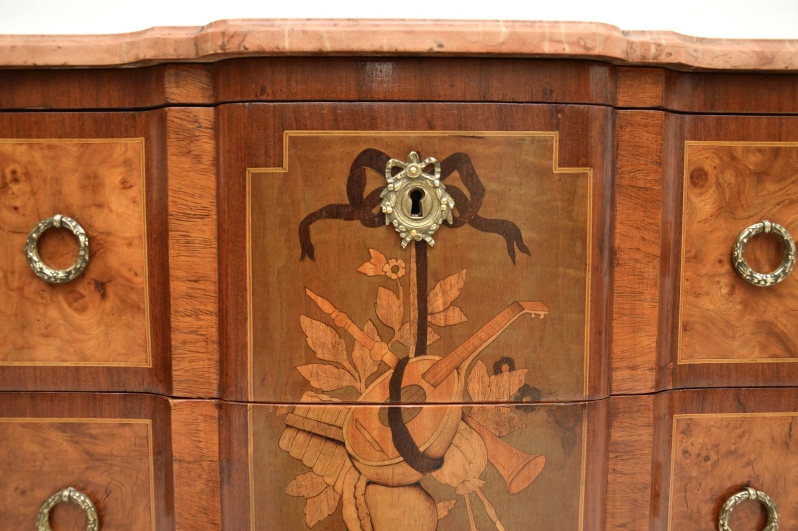 Antique French Marble Top Inlaid Commode photo vinterior