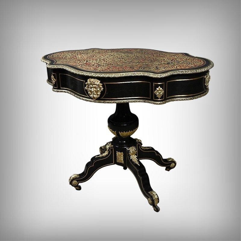 Violin Shaped Table In Boulle Marquetry, Napoleon III Period – Mid 19th Century photo furniture