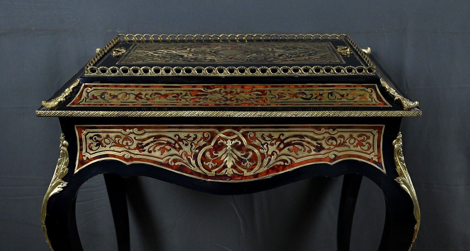 Boulle Marquetry Jardinière, Napoleon III Period – Mid 19th Century photo vintage