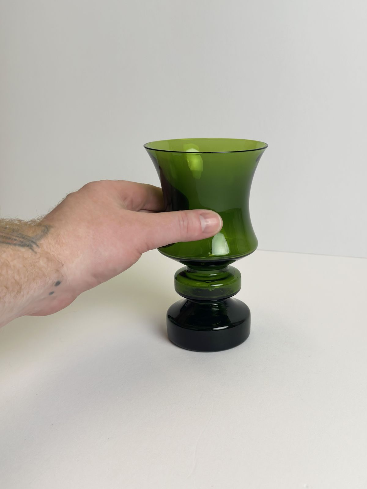 Mid Century Hooped Green Glass Vase By Tamara Aladin For Riihimaki, Finland, 1960s photo 180.0