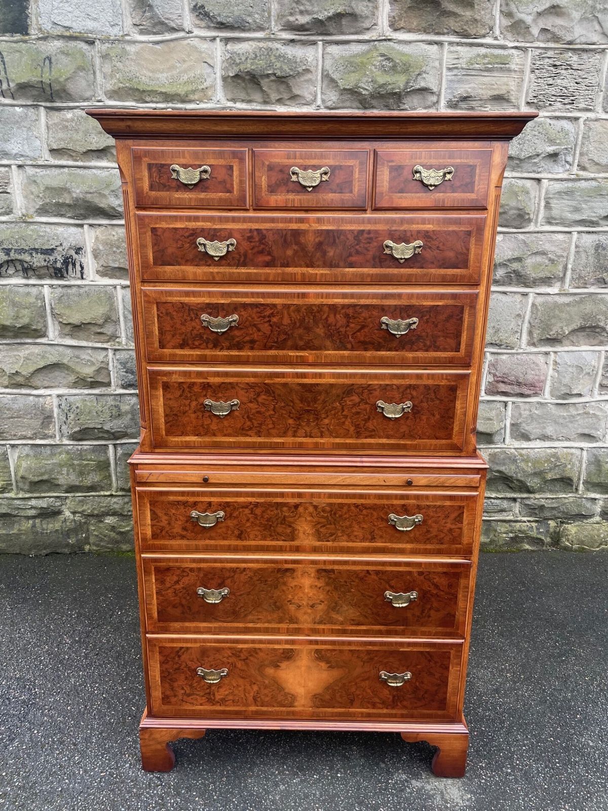 Furniture Quality Inlaid Burr Walnut Chest On Chest Tallboy photo