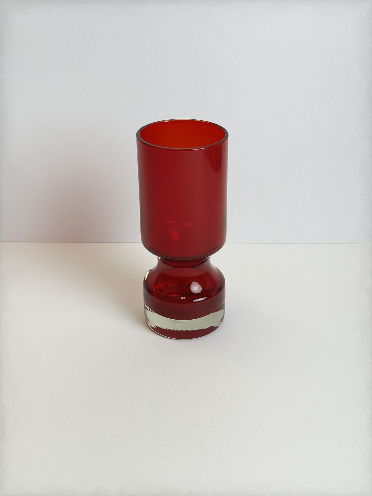 Mid Century Modern Red Cased Glass Vase By Alsterfors, Sweden, 1960s photo Home Decor