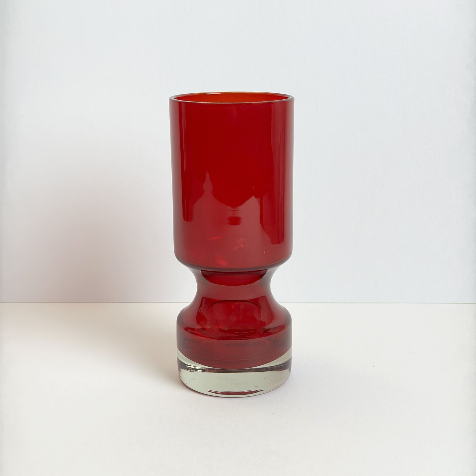 photo furniture Mid Century Modern Red Cased Glass Vase By Alsterfors, Sweden, 1960s