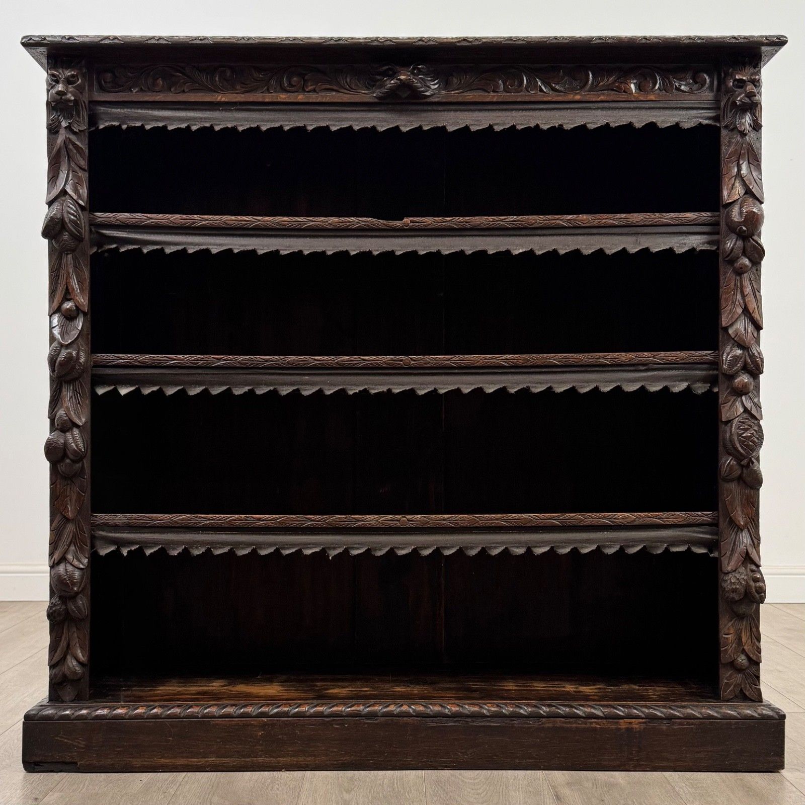 Antique 19th Century Victorian Carved Open Bookcase In Oak ( Af 5304 ) photo furniture