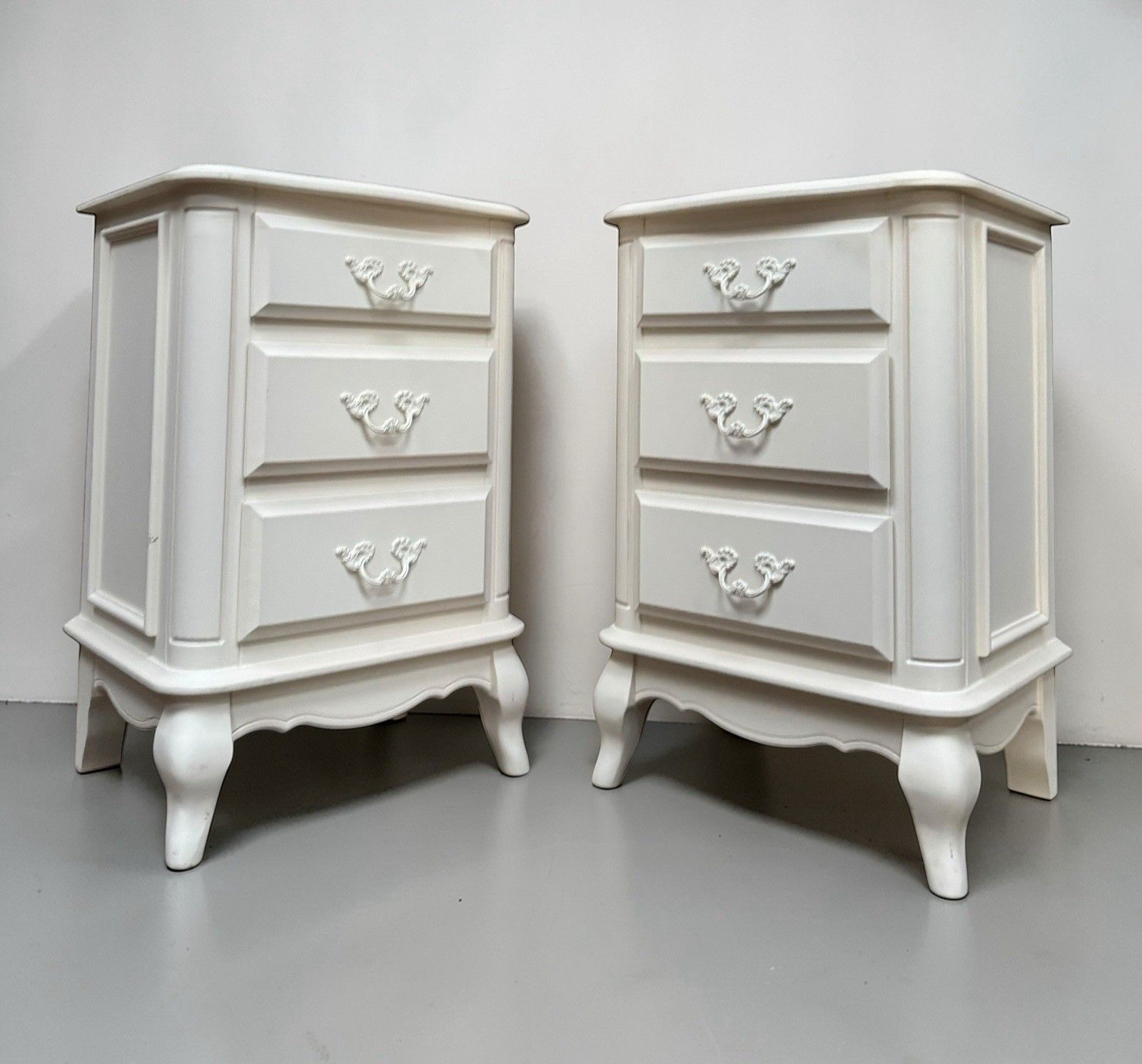 Pair Of Laura Ashley Provençale Dove Grey Bedside Chest Of Drawers Rococo Style photo buy