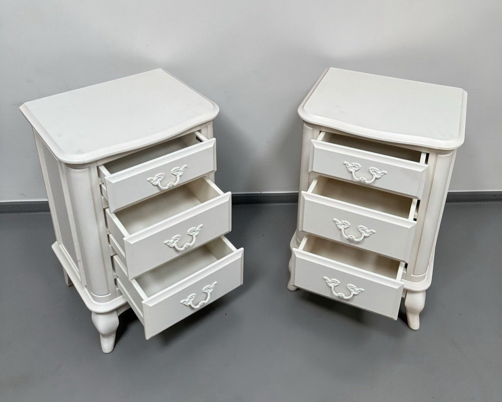 Furniture Pair Of Laura Ashley Provençale Dove Grey Bedside Chest Of Drawers Rococo Style photo