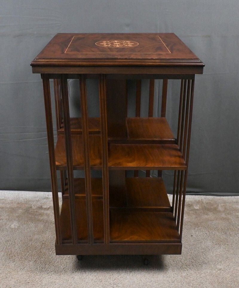 Mahogany Revolving Bookshelf, England – Mid 20th Century photo vinterior
