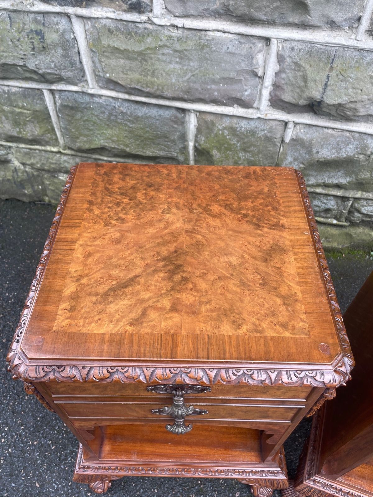 Pair Antique Burr Walnut Bedside Cabinets photo for sale