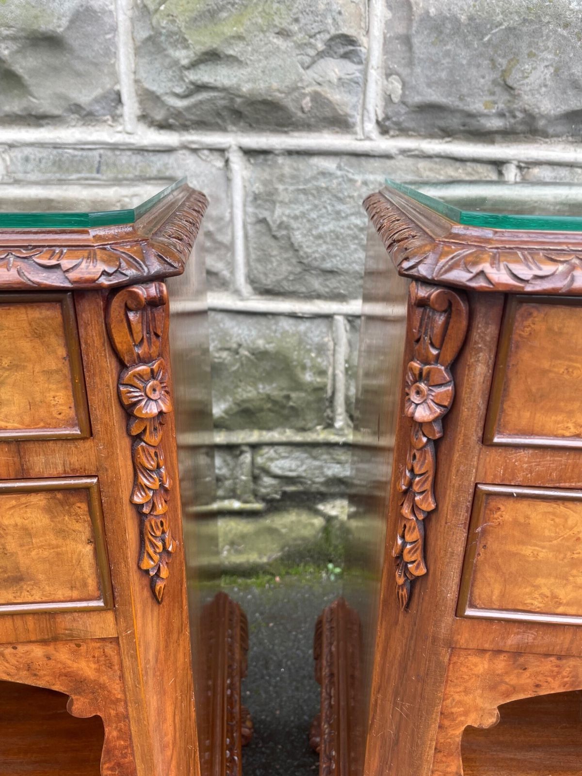 Pair Antique Burr Walnut Bedside Cabinets photo buy