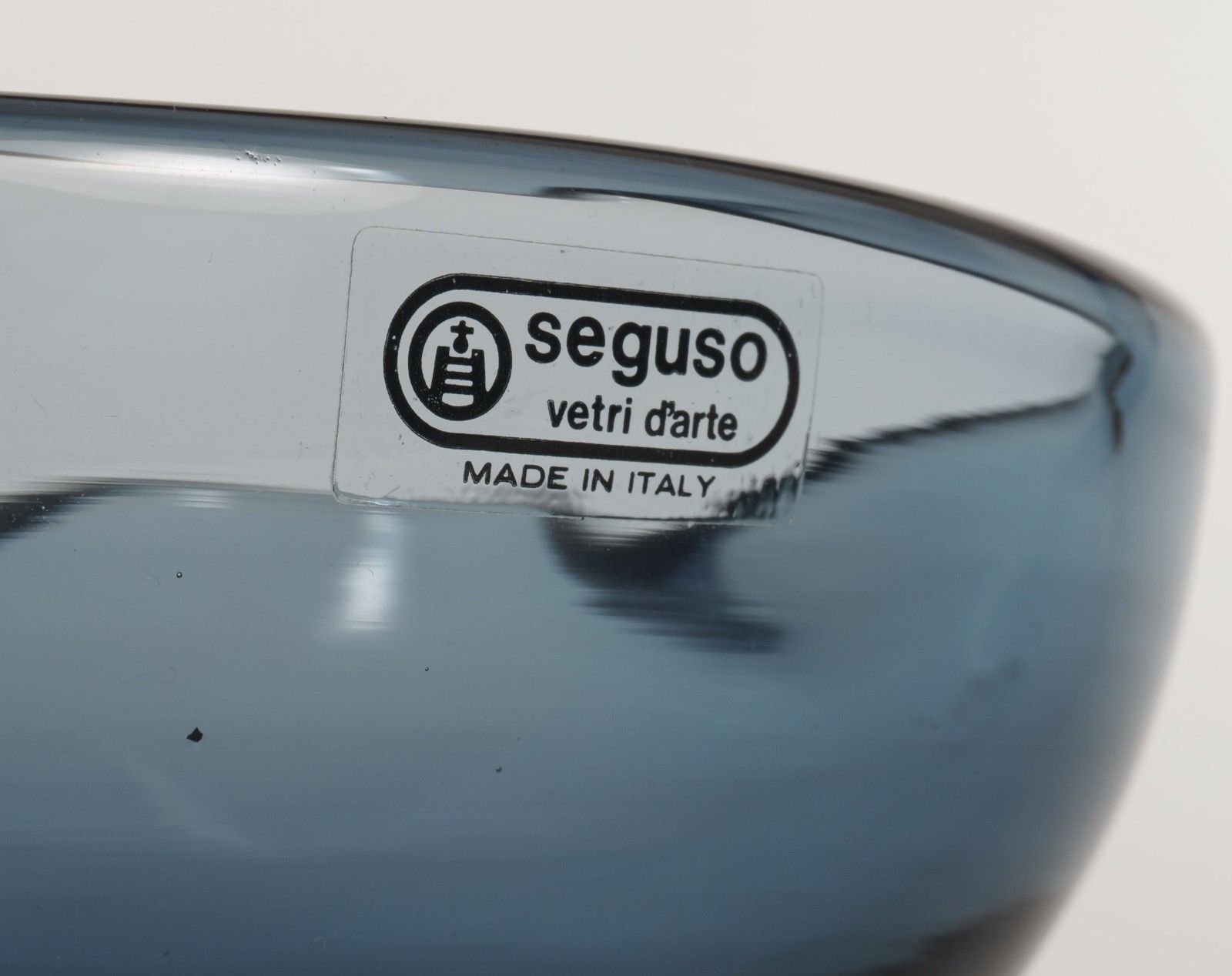 Seguso Vetri D'arte Flavio Poli – Vintage Murano Glass Crimped Blue Bowl Label photo Home Decor