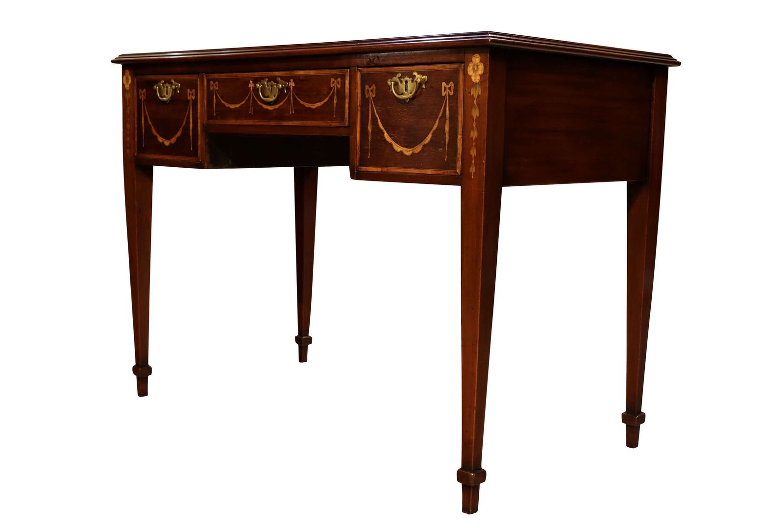Early 19th Century Mahogany Inlaid Writing Table With Leather Top photo Furniture