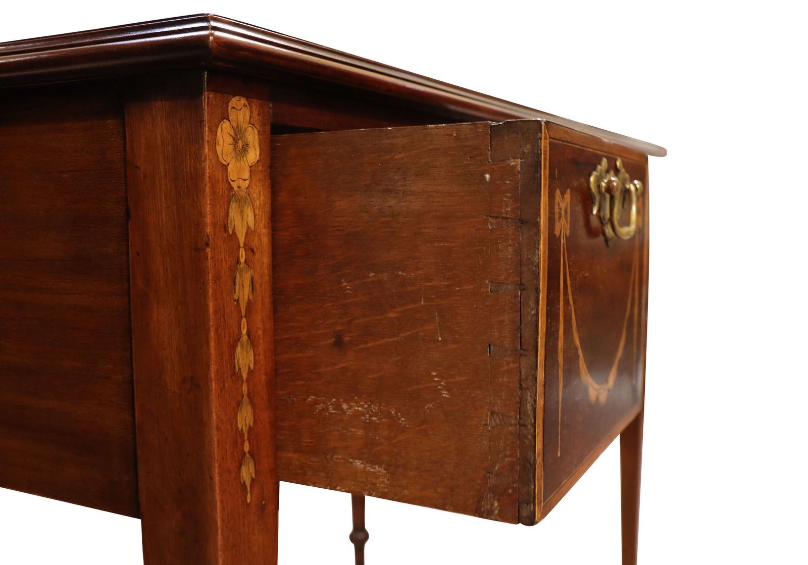 Early 19th Century Mahogany Inlaid Writing Table With Leather Top photo vinterior