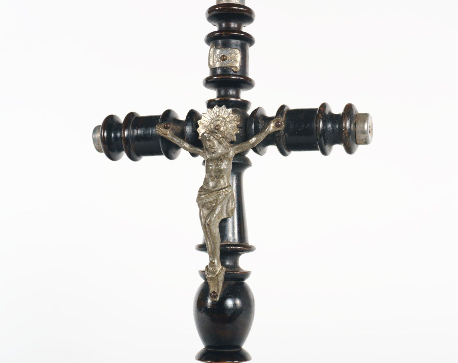 Antique 19th Century Victorian Freestanding Ebonised Bobbin Turned Crucifix photo furniture
