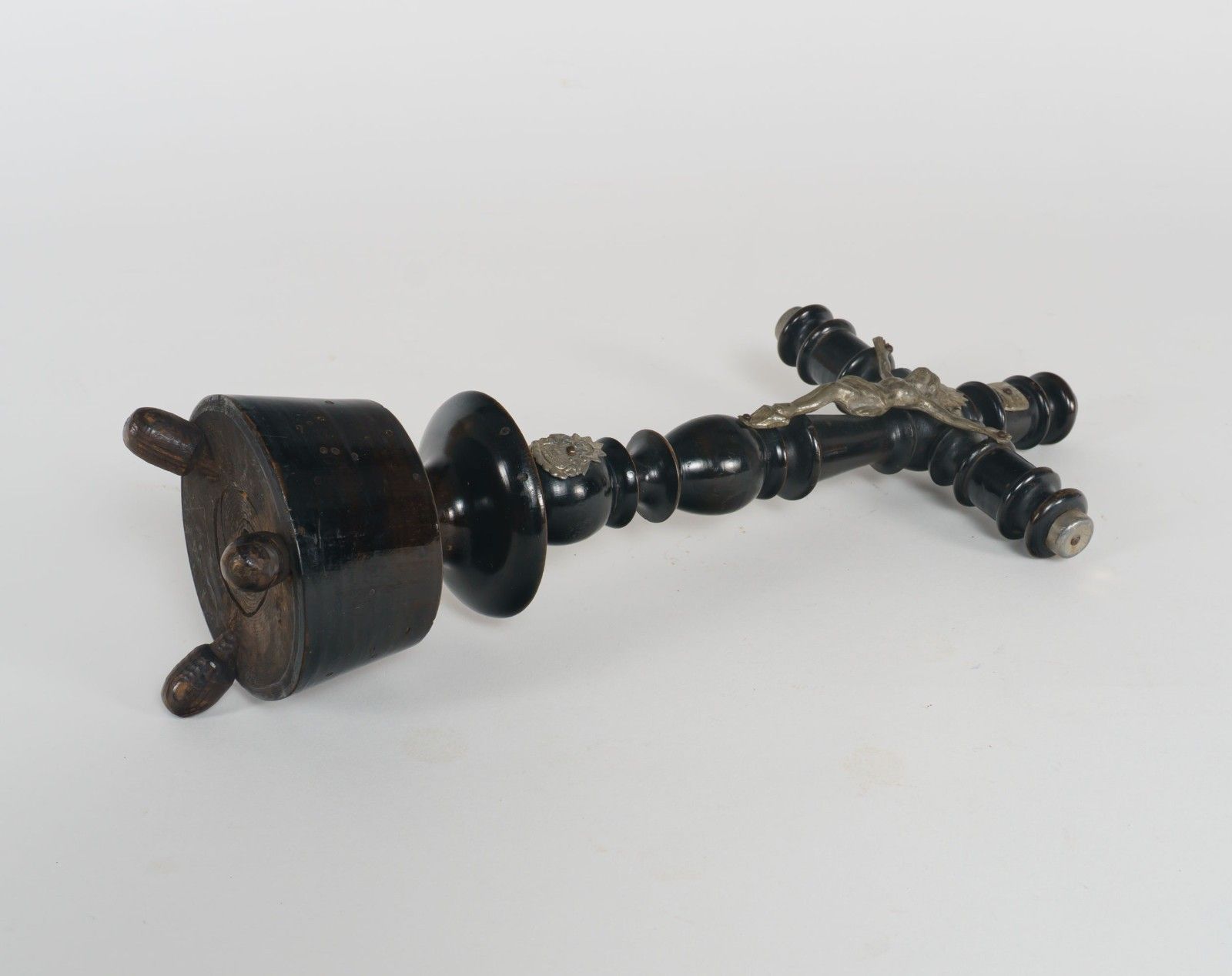 Antique 19th Century Victorian Freestanding Ebonised Bobbin Turned Crucifix photo 110.0