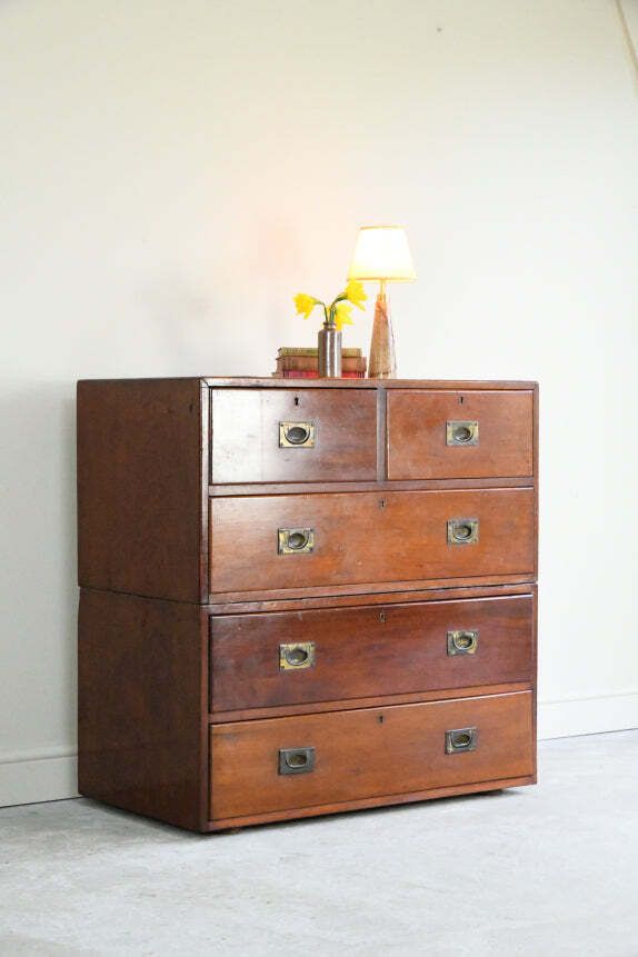 photo for sale Antique Mahogany Campaign Chest
