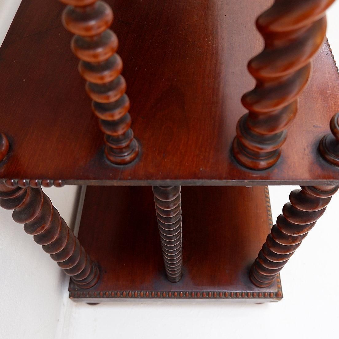 Antique Spool Style Bookcase, Turned Wood, Rustic Charm, 20th Century photo vinterior