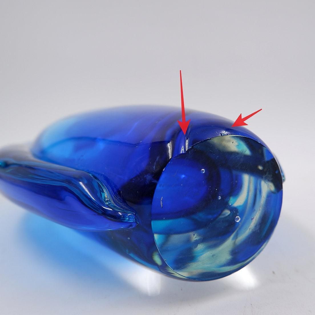 311.0 Oval Glass Vase In Shades Of Blue, In The Style Of Sommerso photo