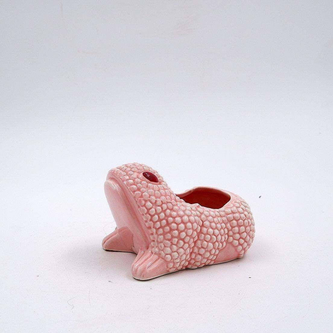 Vintage Powder Pink Frog Planters In The Style Of Jean Roger photo vinterior