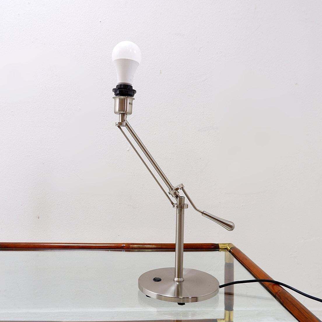 Pair Of Brushed Steel Table Lamps With Adjustable Rake   United Kingdom photo for sale