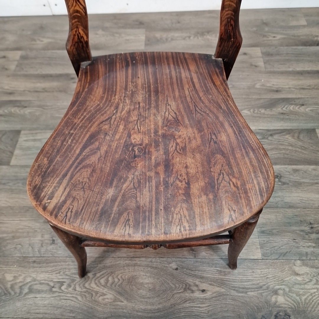 Antique Balloon Back Chair Victorian Solid Wood Bedroom Hall Seat Vintage photo Furniture