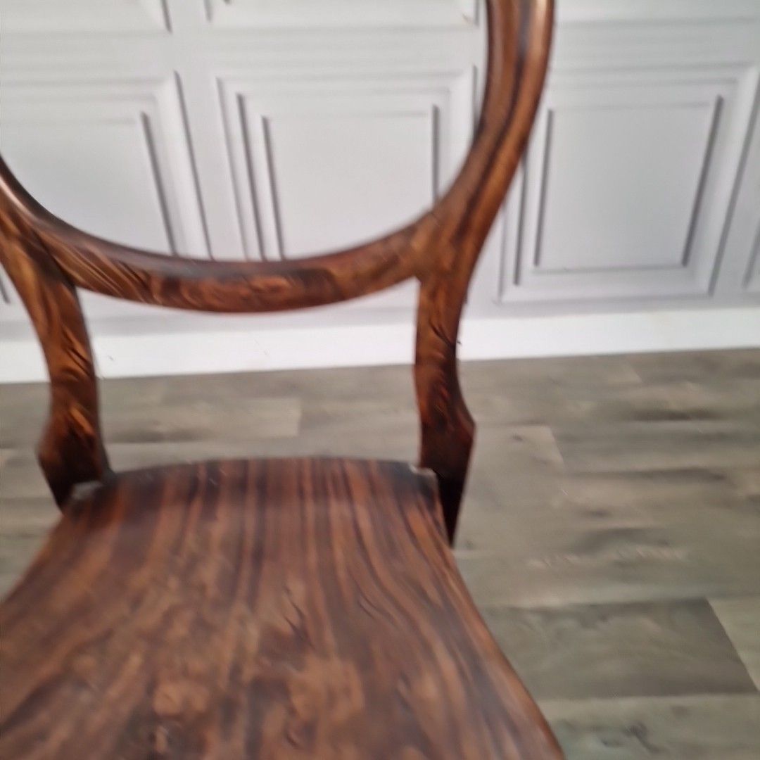 Antique Balloon Back Chair Victorian Solid Wood Bedroom Hall Seat Vintage photo vintage