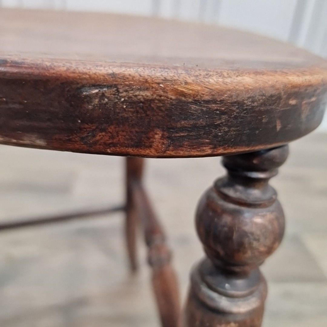 photo vinterior Antique Balloon Back Chair Victorian Solid Wood Bedroom Hall Seat Vintage