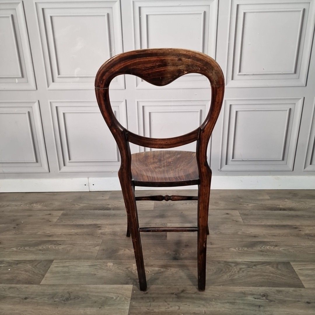 photo vintage Antique Balloon Back Chair Victorian Solid Wood Bedroom Hall Seat Vintage