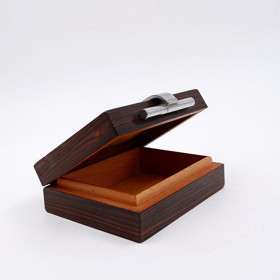 Art Deco Box In Wood And Metal Attributed To The Maison Desny   1930s photo vinterior