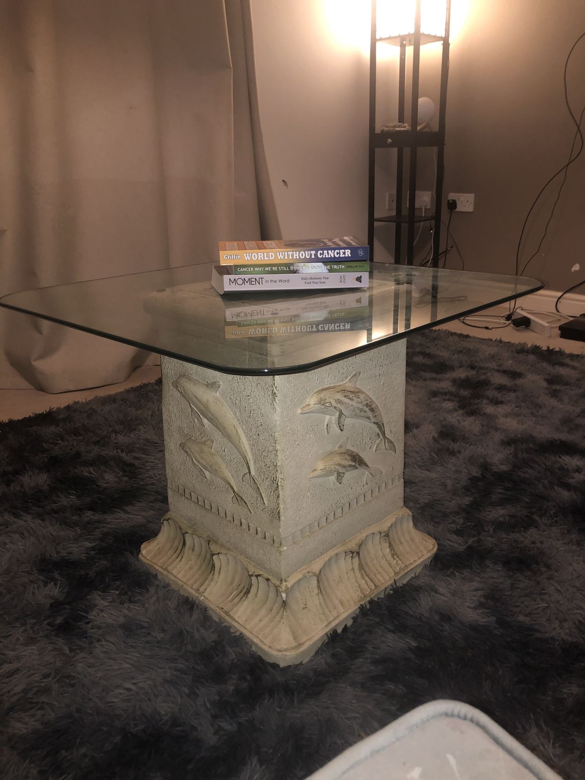 Vintage Dolphin Pedestal Coffee Table – 80s/90s Coastal Chic photo furniture