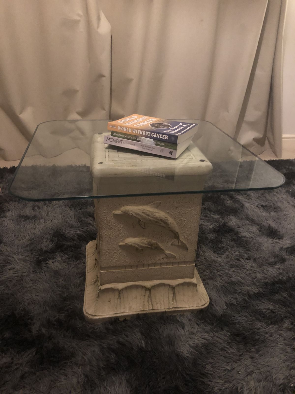 Vintage Dolphin Pedestal Coffee Table – 80s/90s Coastal Chic photo for sale