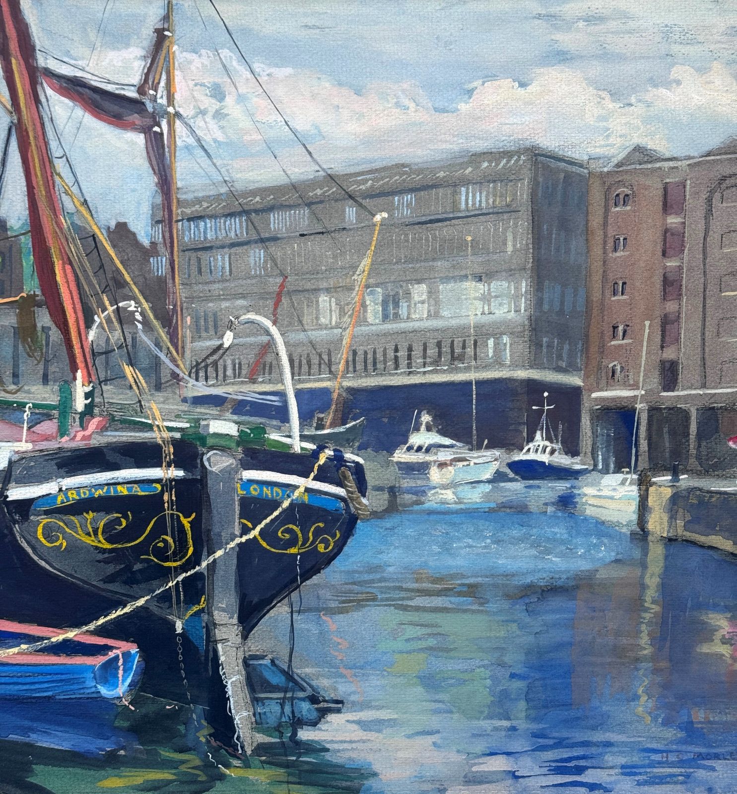 St Katherine's Dock / Thames Barge Ardwina   Original Contemporary Painting photo 275.0
