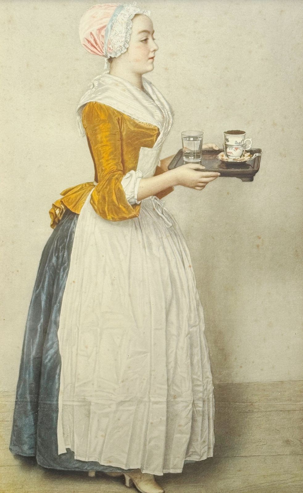 Jean étienne Liotard (1702–1789)   'The Chocolate Girl'   Original Antique Print photo furniture