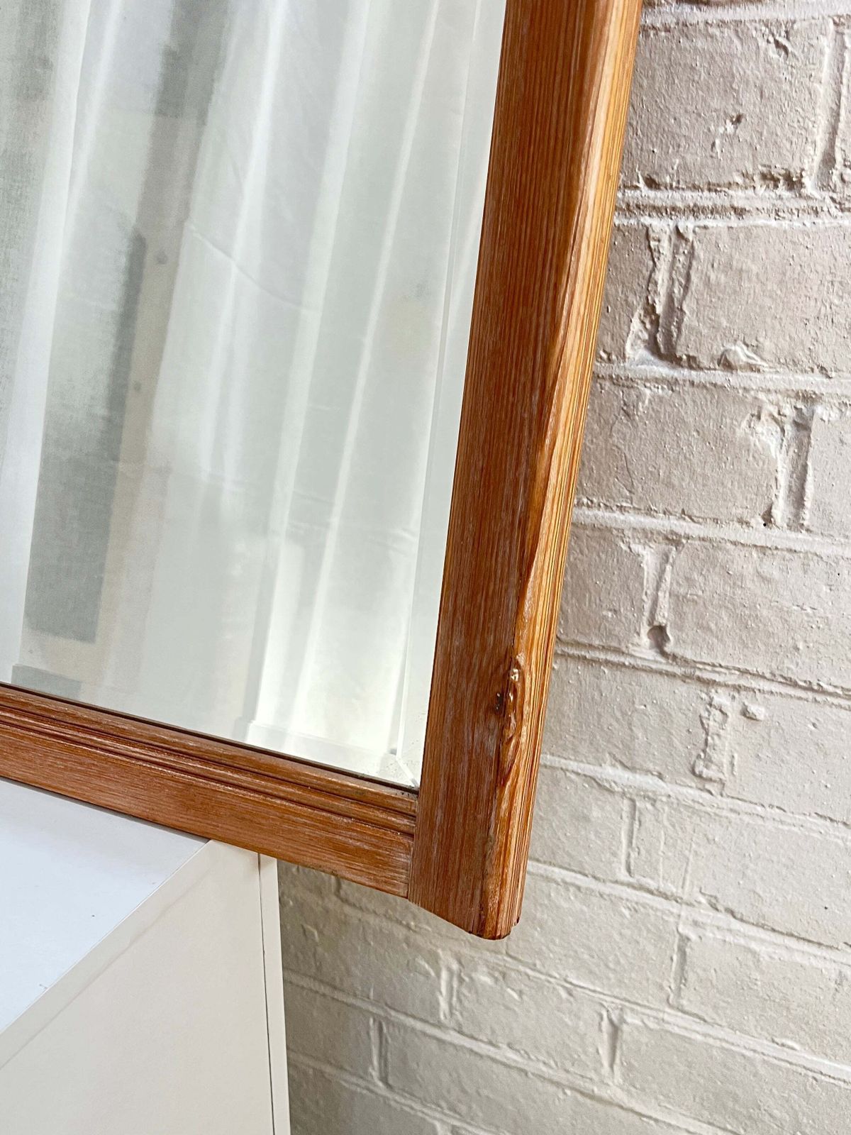 Vintage Pine Carved Mirror, 1990s photo Home Decor