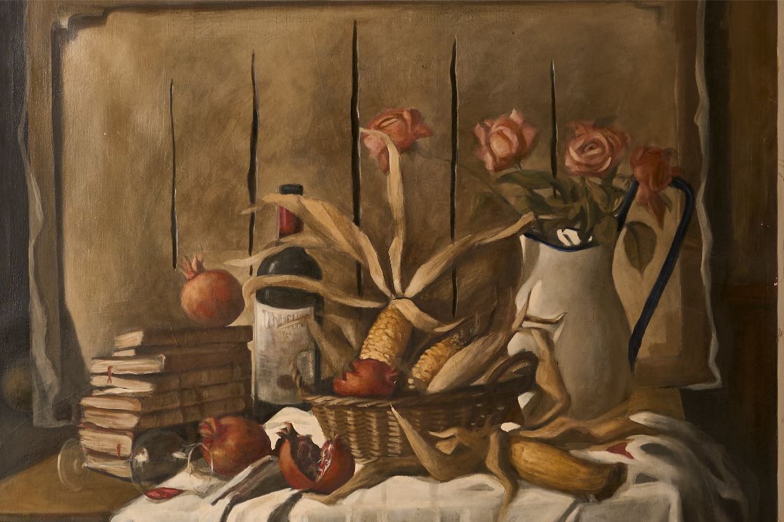 Very Large Mid 20th Century Oil On Canvas Still Life Painting photo vinterior